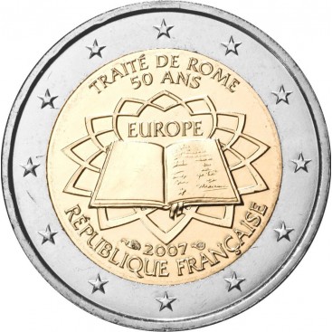 2 Euro France 2007 Traité de Rome -   Thème: 2 € commémorative au traité de Rome France 2007    Tirage :9 600 000  exemplaire