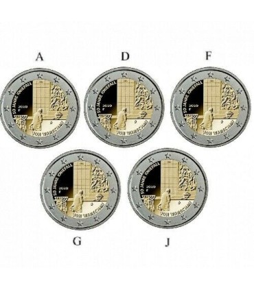 5 x 2 euros Alemanha 2020 Universal gloss BU - 50 anos da Genuflexão de Willy Brandt 29,59