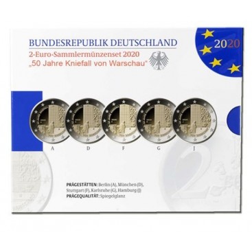 5 x 2 euro Allemagne 2020 Belle Epreuve BE - Willy Brandt