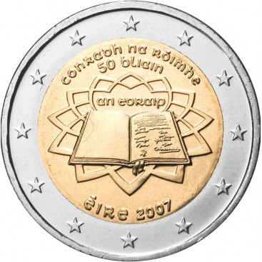 2 Euro Irlande 2007 Traité de Rome -   Thème: 2 € commémorative au traité de Rome Irlande 2007    Tirage :4 800 000  exemplaires