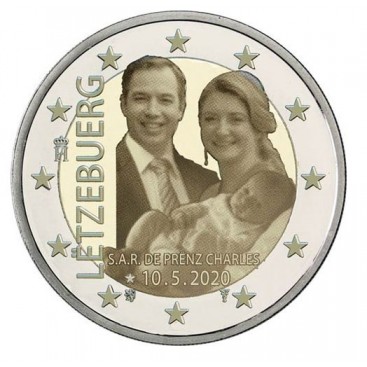 2 Euro Luxembourg 2020 Naissance du prince Charles version hologramme