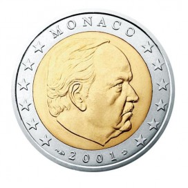 2 Euro MONACO 2001 Reinier - Description : Dans la couronne, les douze étoiles de la Communauté européenne sont disposées par g