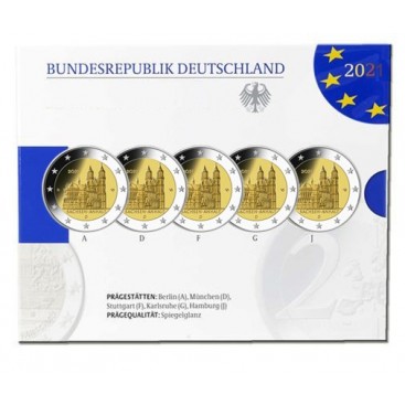 5 x 2 euro Allemagne 2021 Belle Epreuve BE - Cathédrale de Magdebourg
