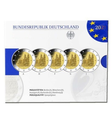 5 x 2 euro Alemania 2021 Fine Proof BE - Catedral de Magdeburgo  45,99 €