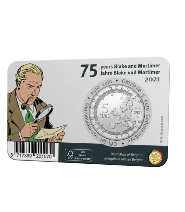 5 euros Bélgica 2021 - 75 años de Blake y Mortimer versión en color 19,95 euros