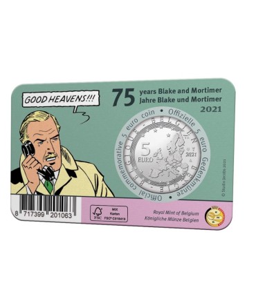 5 euros Bélgica 2021 - 75 años de Blake y Mortimer 16,95 euros