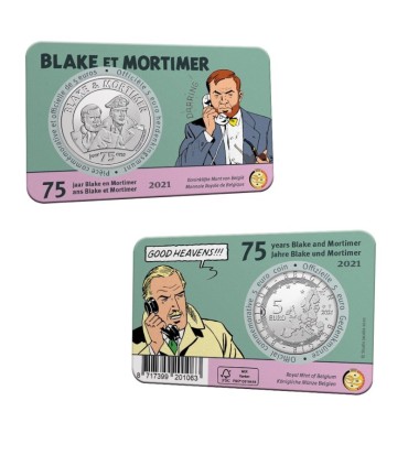 5 euros Bélgica 2021 - 75 años de Blake y Mortimer 16,95 euros