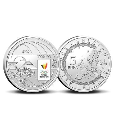 5 euro Belgio 2021 - Squadra Belgio - Giochi Olimpici di Tokyo versione a colori  19,95 €
