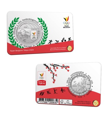 5 euro Belgio 2021 - Squadra Belgio - Giochi Olimpici di Tokyo versione a colori  19,95 €