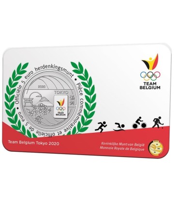 5 euro Belgio 2021 - Squadra Belgio - Giochi Olimpici di Tokyo versione a colori  19,95 €