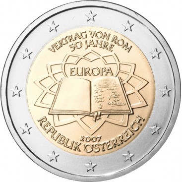 2 Euro Autriche 2007 Traité de Rome -   Thème: 2 € commémorative au traité de Rome Autriche 2007    Tirage : 9 000 000 exemplair