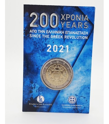 Coincard 2 Euro Grécia 2021 - Bicentenário da Revolução Grega 13,49