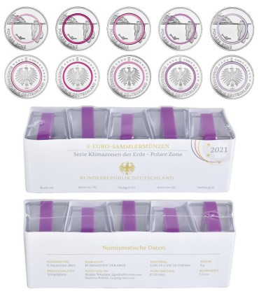 5 x 5 Euro Germania 2021 Stampa fine  119,95 €