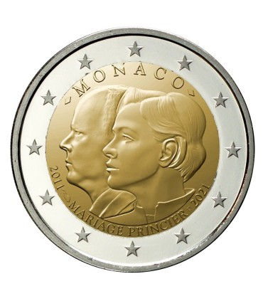 2 Euro Monaco 2021 10e verjaardag van het huwelijk van de prins € 795,00