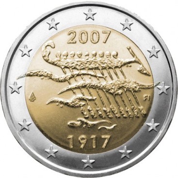 2 Euro FINLANDE 2007 Independance - La Finlande à l'occasion du 90e anniversaire de l'indépendance du pays. La partie interne de