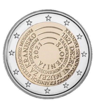 2 Euro Proof Eslovénia 2021 - 200 anos do Museu Carniola 34,95