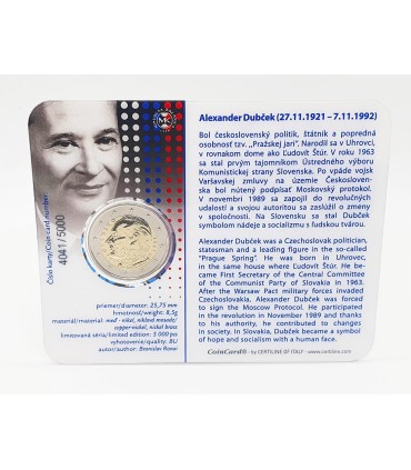 Cartão de moeda de 2 euros Eslováquia 2021 - Alexander Dubček € 11,95