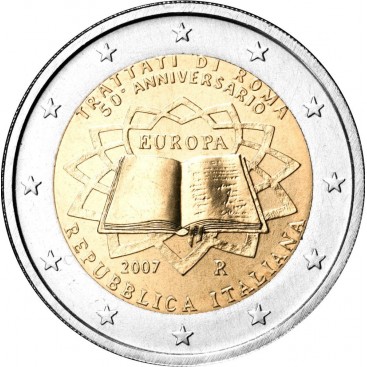2 Euro Italie 2007 Traité de Rome -   Thème: 2 € commémorative au traité de Rome Italie 2007    Tirage :5 000 000  exemplaires  