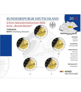 5 x 2 euros Alemanha 2022 Universal Brilhante BU - Castelo de Wartburg € 26,99