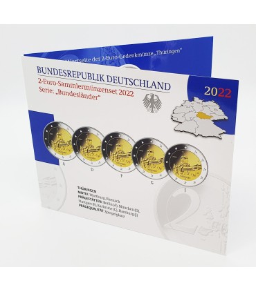 5 x 2 euro Germania 2022 Fine Proof BE - Castello di Wartburg  38,99 €