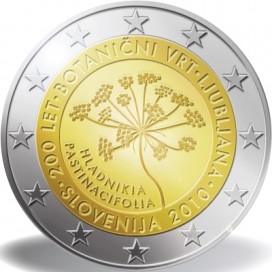 2 Euro slovénie 2010 Jardin Botanique - Description : La pièce de monnaie commémore le 200ème anniversaire de l'ouverture du Jar