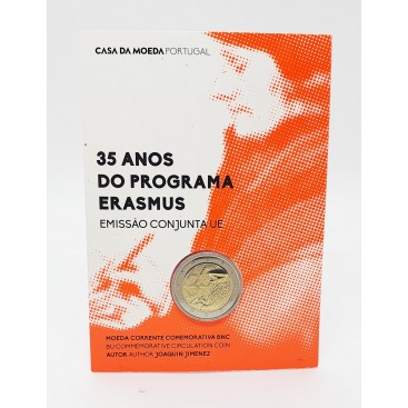 2 Euro Portugal BU 2022 - Erasmus - Coincard 2 Euro Commémorative Portugal sur le thème du 35e anniversaire du programme Erasmus