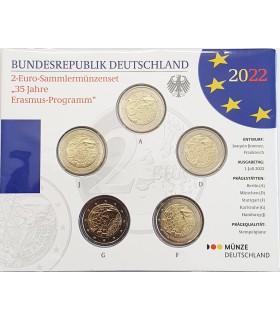 5 x 2 euros Alemanha 2022 Universal Gloss BU - Erasmus € 25,95
