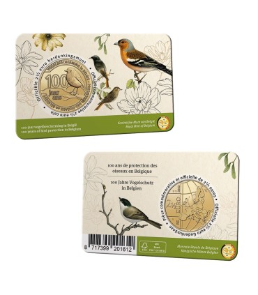 Flemish Coincard 2,50 Euro Belgium 2022 -100 anos de proteção das aves na Bélgica € 9,95