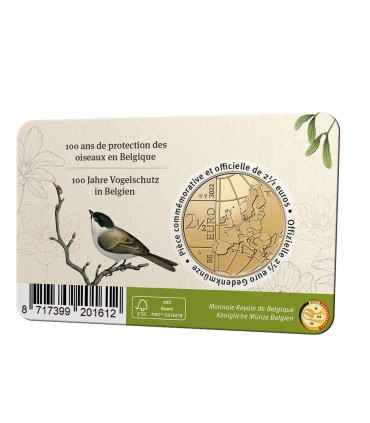 Moneta fiamminga da 2,50 euro Belgio 2022 -100 anni di protezione degli uccelli in Belgio  9,95 €