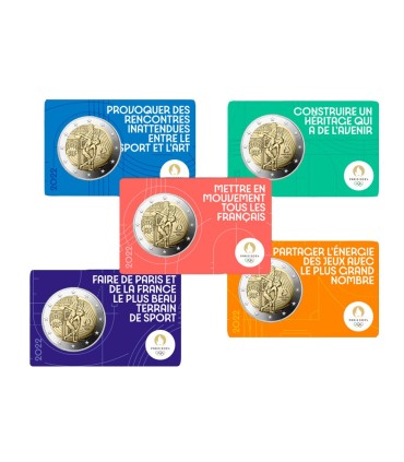 5 x 2 Euro Frankreich 2022 BU - Le Génie - Paris 2024  54,95 €