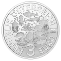 3 euro Autriche 2022 - La Pieuvre à anneaux bleu