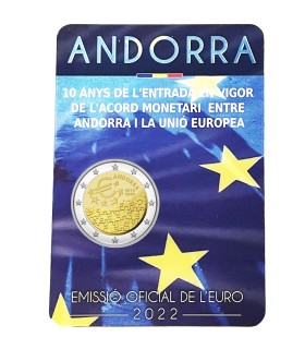 2 euros Andorra 2022 - 10 anos do acordo entre Andorra e a UE 23,49 euros