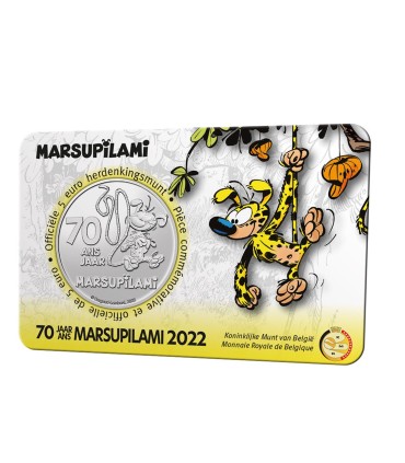 5 euros Bélgica 2022 - 70 anos Marsupilami em relevo 13,95
