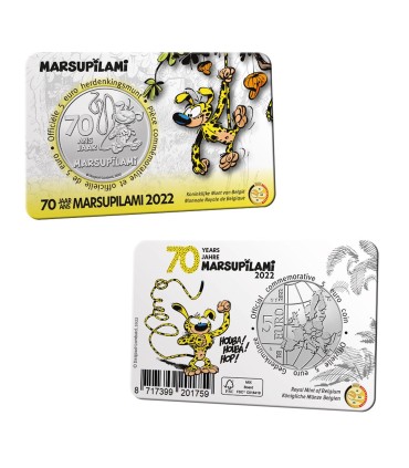 5 euros Bélgica 2022 - 70 anos Marsupilami em relevo 13,95