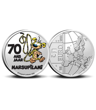 5 euros Bélgica 2022 - 70 anos Marsupilami a cores 16,95 euros
