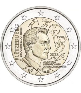 2 euros Luxemburgo 2023 - 25 años del Gran Duque Enrique en el Comité Olímpico Internacional 7,97 euros