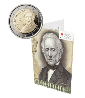 Moeda de 2 euros Itália 2023 -150 anos Alessandro Manzoni 19,95