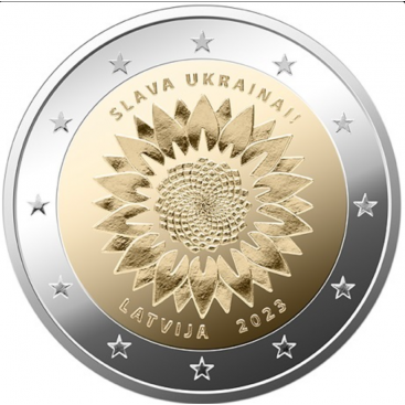 2 Euro Lettonie 2023 - Un tournesol pour l’Ukraine