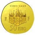 50 Euro 2012 Philippe Auguste - Description :   Face : un portrait de Philippe II Auguste avec sa couronne ainsi que son nom 