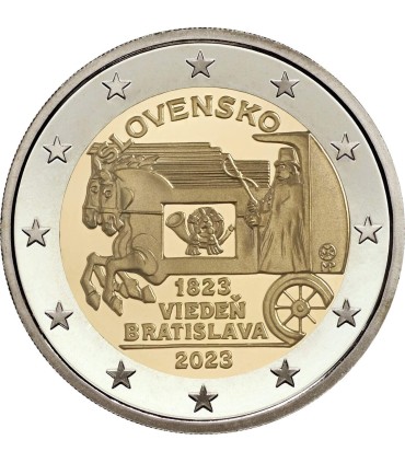 2 euros Eslovaquia 2023 - 200 años de correo a caballo 3,29 euros