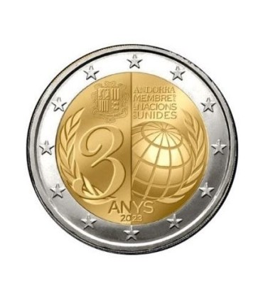 2 euros Andorra 2023 - Entrada de Andorra na ONU 22,95 euros - Entrada de Andorra na ONU 22,95 euros - Entrada de Andorra na ONU