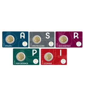pakket van 5 xCoincard 2 Euro Frankrijk 2024 - Olympische Spelen Parijs 2024 €58,95
