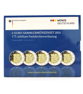 5 x 2 euro BE Duitsland 2024 - Frankfurt Grondwet €59,95