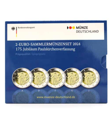 5 x 2 euro BE Alemania 2024 - Frankfurt Constitución 59,95 euros