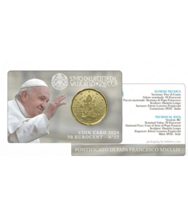 Cartão de moedas n.º 15 - 50 cêntimos Vaticano 2024 5,99