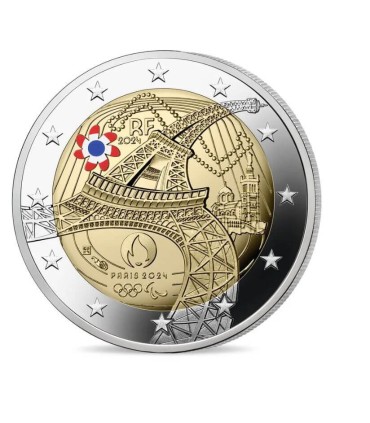 2 euros França 2024 BE colorido - Torre Eiffel 59,89 euros
