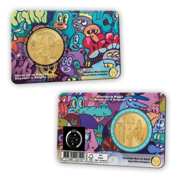 Coincard 2,50 Euro Bélgica 2025 - Arte de rua na Bélgica € 12,49