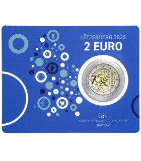 Moeda de 2 euros a cores BU Luxemburgo 2025 - 75 anos Declaração Schuman 94,79