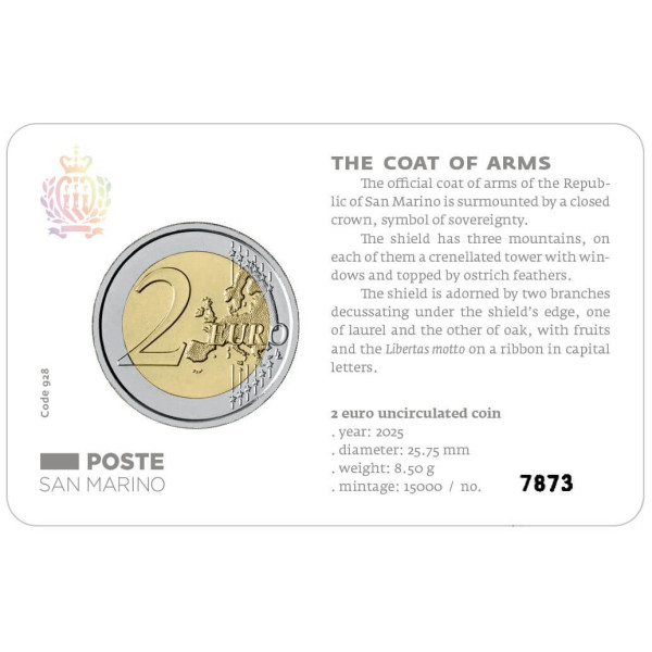 Moneta 2 Euro San Marino 2025  9,95 €