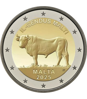 2 Euro Malta 2025 Unc - Carne de vaca maltesa 13,49
